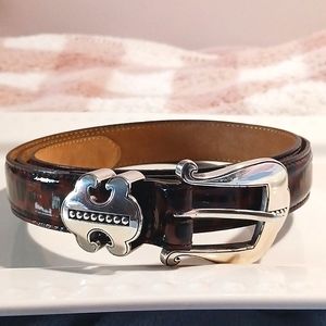 Brighton Embellished Silver Tone leopard print belt.  Size36